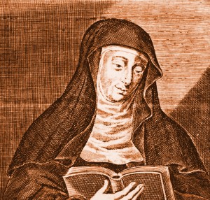 Hildegard von Bingen, Engraving by William Marshall, Fuller's Holy State, 1648.